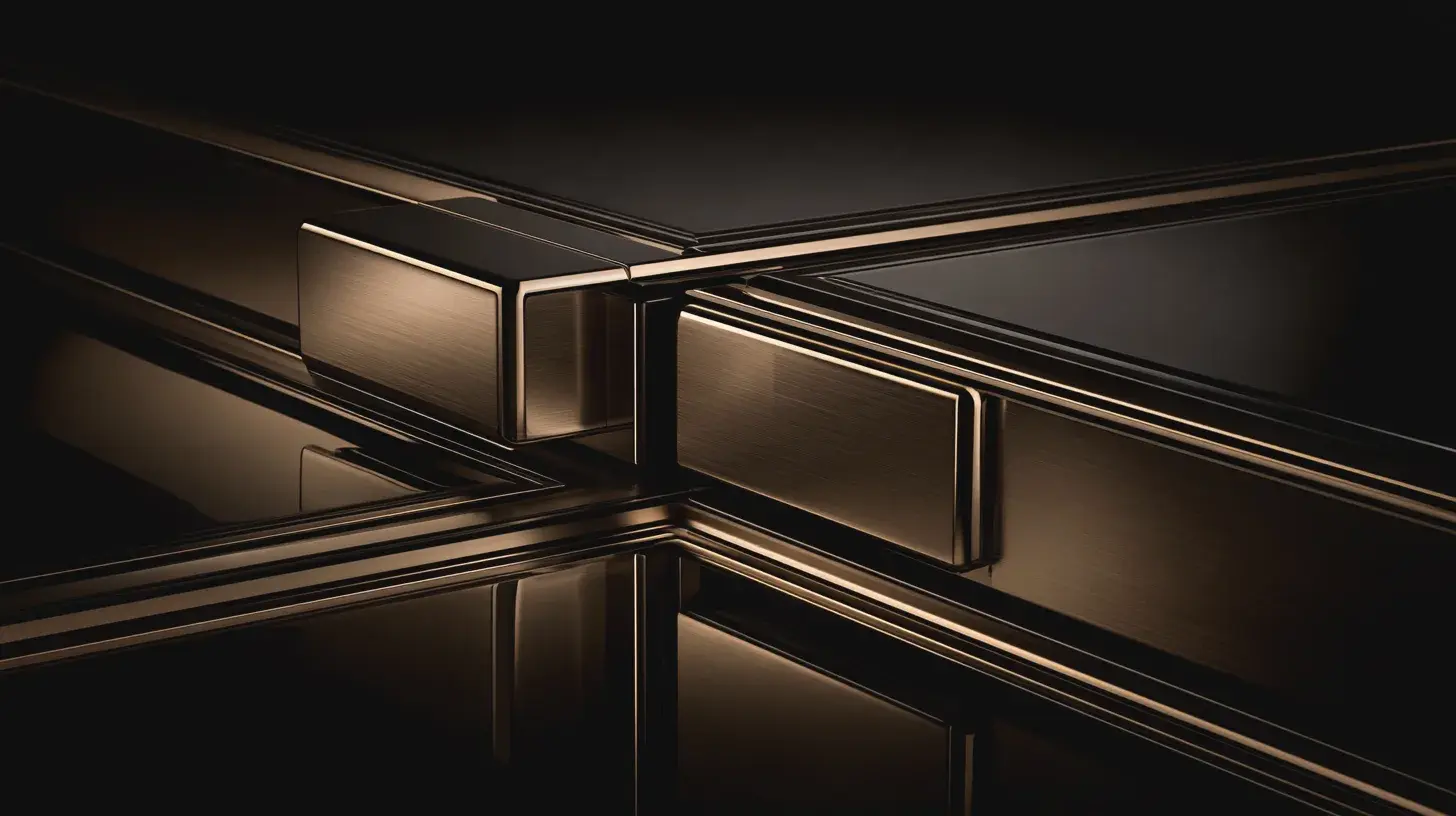 Two machined metal blocks in a narrow channel, the second held back behind the first at a crossing rail.