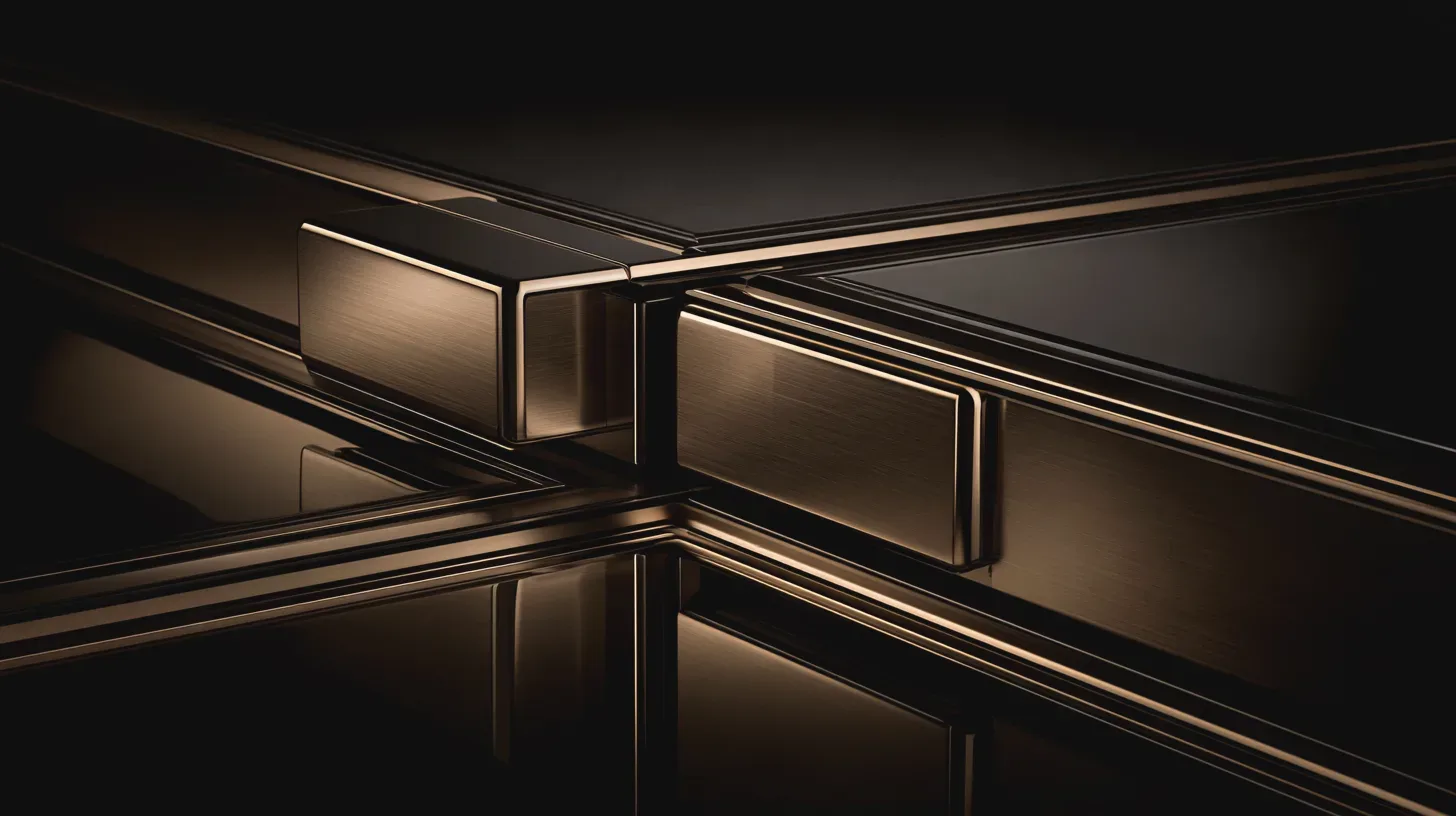 Two machined metal blocks in a narrow channel, the second held back behind the first at a crossing rail.